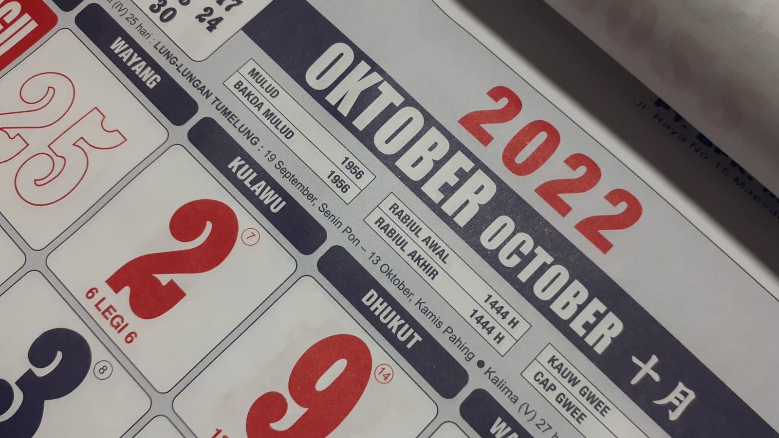 Kalender Oktober 2022 Lengkap Dengan Tanggal Merah Dan Keterangannya